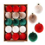 15pcs /Set Velvet-Covered Christmas Ball Ornaments, 6cm, 8cm