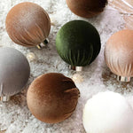 15pcs /Set Velvet-Covered Christmas Ball Ornaments, 6cm, 8cm