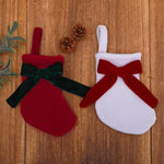 Velvet Christmas Stocking Ornament with Plush Bow Accent Mini Fabric Tree & Mantle Hanging Decor, Red & Green, Red & White, Red & White Knitted, Red & White Sequin
