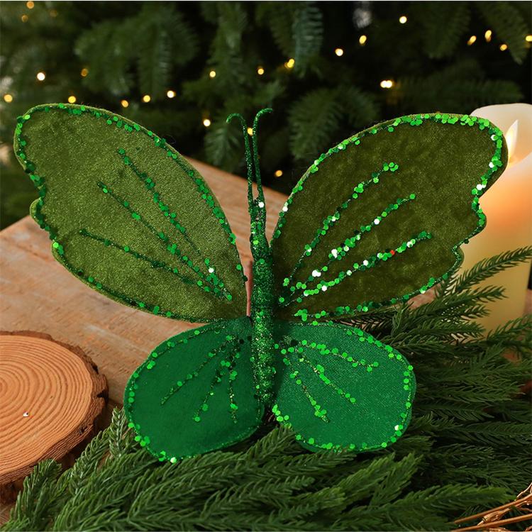 Hand-Painted Velvet Butterfly Christmas Tree Ornament Christmas Decoration Prop