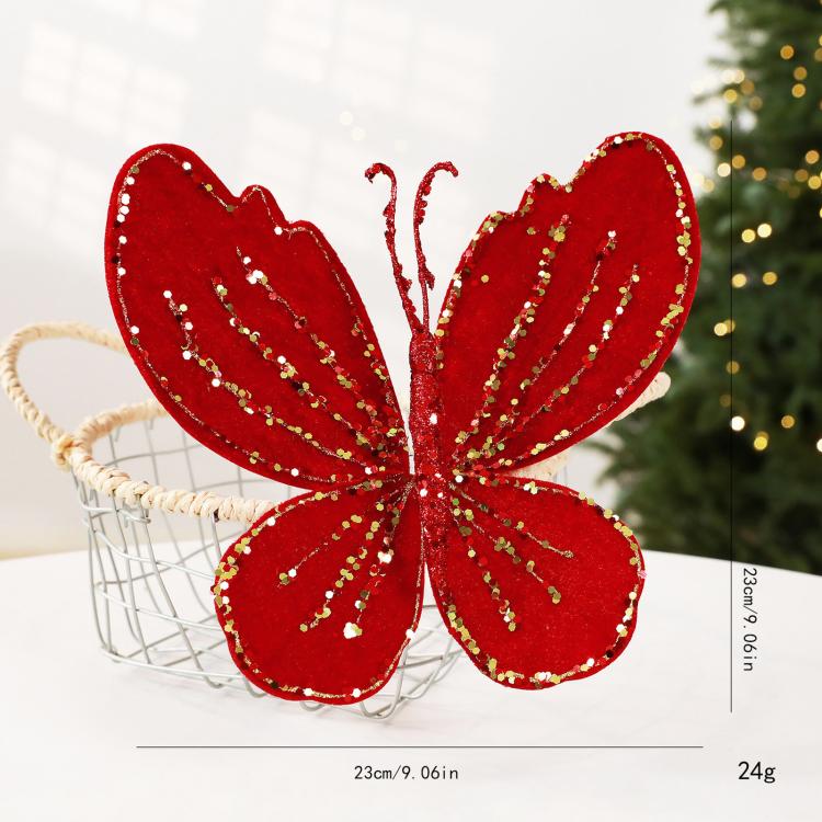 Hand-Painted Velvet Butterfly Christmas Tree Ornament Christmas Decoration Prop