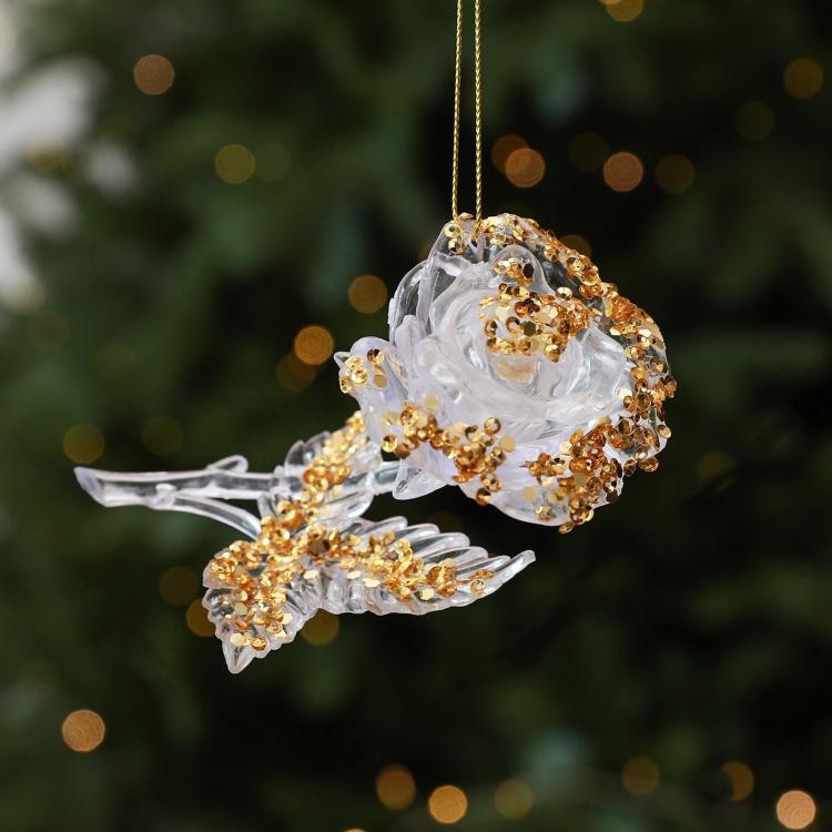 Acrylic Hand-Painted Rose Clear PC Christmas Tree Ornament DIY Christmas Decoration