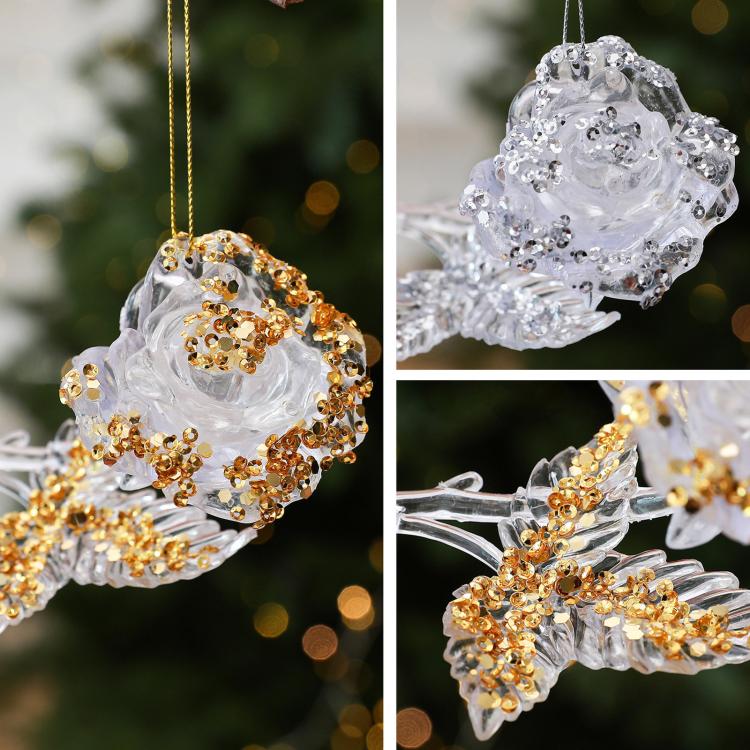 Acrylic Hand-Painted Rose Clear PC Christmas Tree Ornament DIY Christmas Decoration