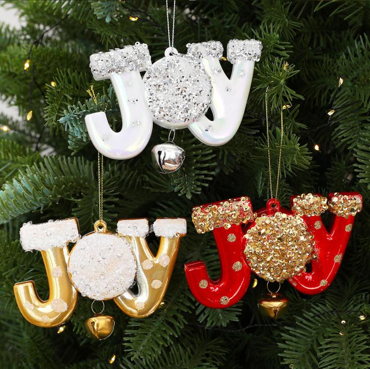 Unique JOY Painted Christmas Tree Ornaments DIY Christmas Decorations