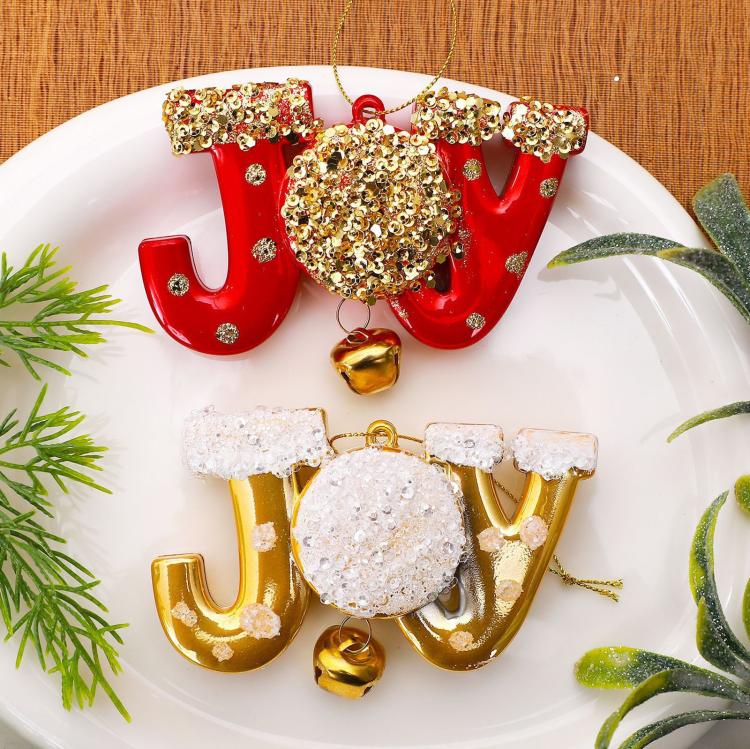 Unique JOY Painted Christmas Tree Ornaments DIY Christmas Decorations
