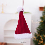 Mini Knitted Christmas Sweater & Santa Hat Ornament Plush Tree Hanging Decor, Hat Red, Hat Plaid, Cloth Plaid, Cloth Red