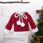 Mini Knitted Christmas Sweater & Santa Hat Ornament Plush Tree Hanging Decor, Hat Red, Hat Plaid, Cloth Plaid, Cloth Red