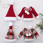 Mini Knitted Christmas Sweater & Santa Hat Ornament Plush Tree Hanging Decor, Hat Red, Hat Plaid, Cloth Plaid, Cloth Red