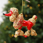 Sequined Electroplated Christmas Ornament Mini Poodle Hanging Decoration