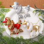 Sequined Electroplated Christmas Ornament Mini Poodle Hanging Decoration