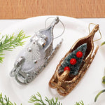 Glitter Christmas Tree Sleigh Ornaments DIY Indoor Christmas Decorations and Props