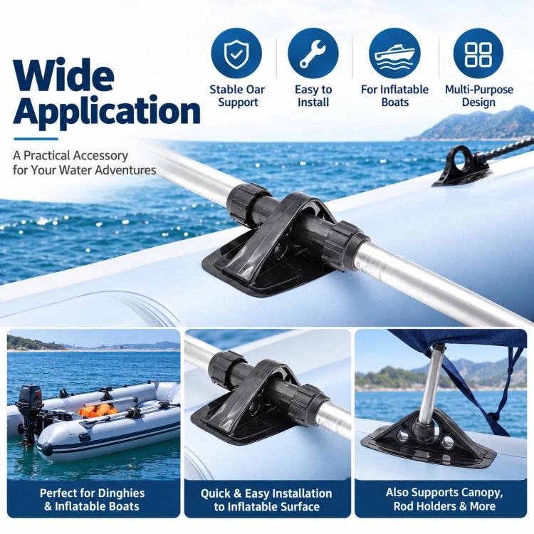 Inflatable Boat 3-Hole Oar Mount Canopy Bracket Marine Accessory, RB-E06