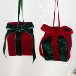 3.15 Inch Velvet Christmas Gift Box Ornaments Plush Present Baubles for Christmas Tree Decor
