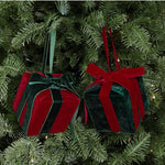 3.15 Inch Velvet Christmas Gift Box Ornaments Plush Present Baubles for Christmas Tree Decor