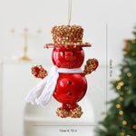 4.7 Inch Christmas Snowman Tree Ornaments Shatterproof Glitter Top Hat Snowman Baubles