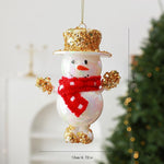 4.7 Inch Christmas Snowman Tree Ornaments Shatterproof Glitter Top Hat Snowman Baubles