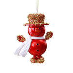 4.7 Inch Christmas Snowman Tree Ornaments Shatterproof Glitter Top Hat Snowman Baubles