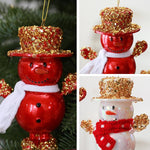 4.7 Inch Christmas Snowman Tree Ornaments Shatterproof Glitter Top Hat Snowman Baubles