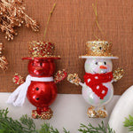 4.7 Inch Christmas Snowman Tree Ornaments Shatterproof Glitter Top Hat Snowman Baubles