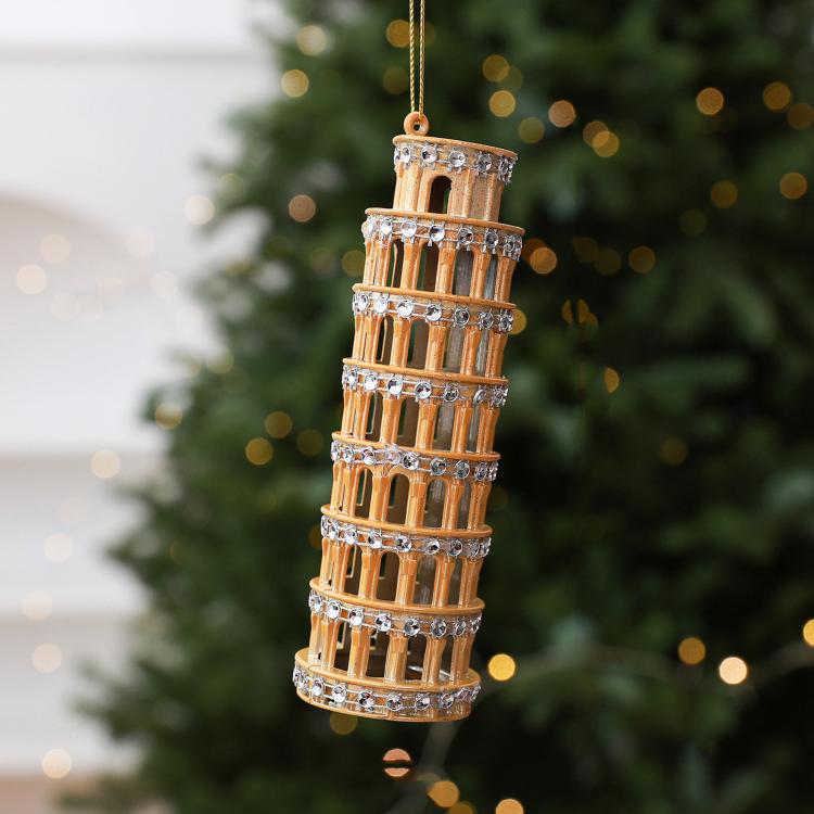 Diamond-Studded Leaning Tower PC Christmas Tree Ornament DIY Christmas Decorations Scene Decoration Props