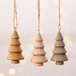 3 PCS/Set Wooden Christmas Tree Ornaments Wood Tree Hanging Pendant Baubles for Rustic Holiday Decor