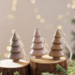 3 PCS/Set Wooden Christmas Tree Ornaments Wood Tree Hanging Pendant Baubles for Rustic Holiday Decor