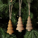 3 PCS/Set Wooden Christmas Tree Ornaments Wood Tree Hanging Pendant Baubles for Rustic Holiday Decor