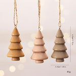 3 PCS/Set Wooden Christmas Tree Ornaments Wood Tree Hanging Pendant Baubles for Rustic Holiday Decor