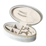 Oval Velvet Jewelry Organizer Box Portable Small Travel Mini Case
