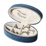 Oval Velvet Jewelry Organizer Box Portable Small Travel Mini Case