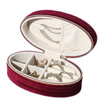 Oval Velvet Jewelry Organizer Box Portable Small Travel Mini Case