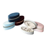 Oval Velvet Jewelry Organizer Box Portable Small Travel Mini Case