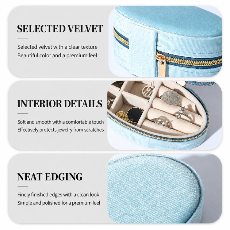 Oval Velvet Jewelry Organizer Box Portable Small Travel Mini Case