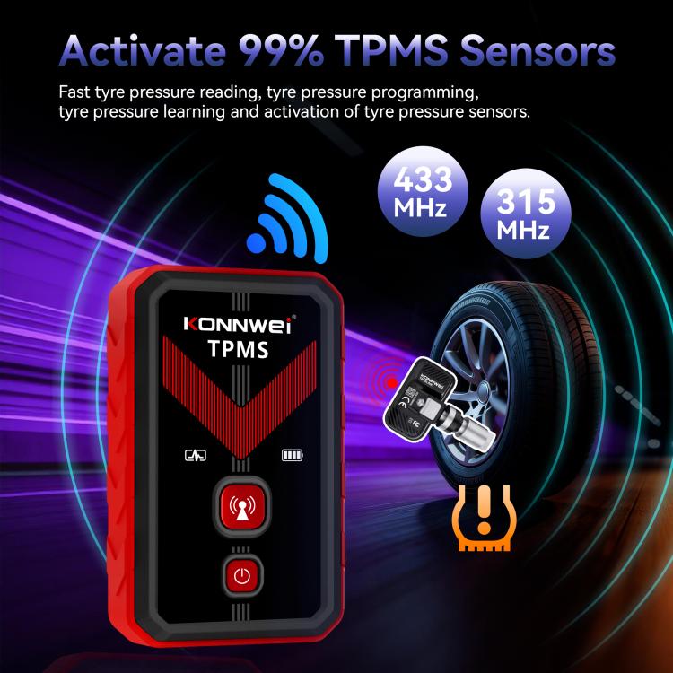 KONNWEI Tire Pressure Monitoring System Connector Supports Bluetooth Version 5.2, TK100+ Sensor