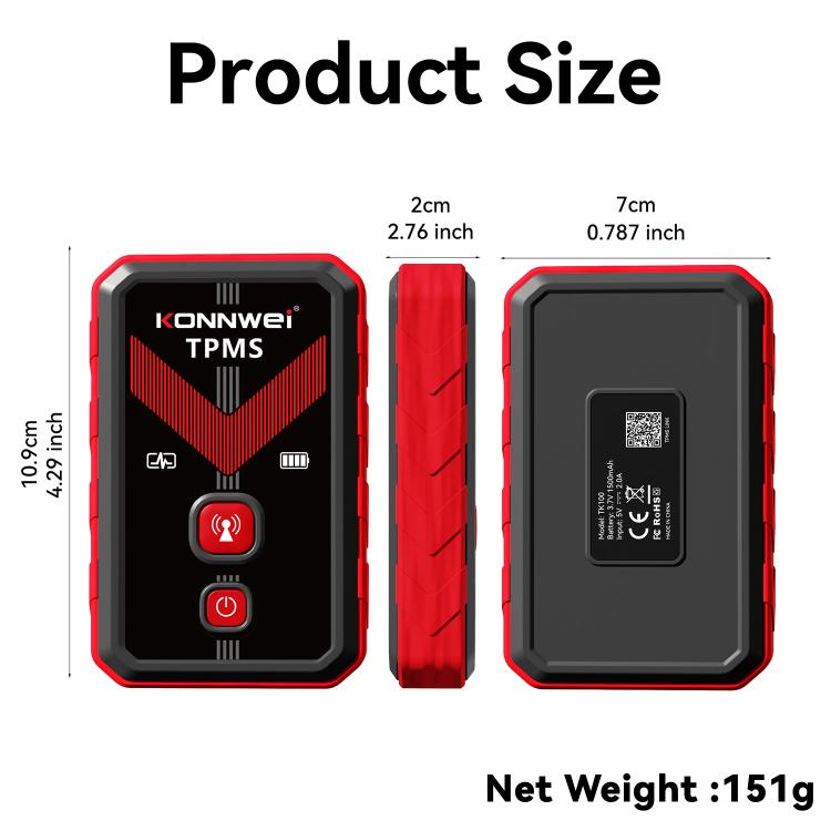 KONNWEI Tire Pressure Monitoring System Connector Supports Bluetooth Version 5.2, TK100+ Sensor