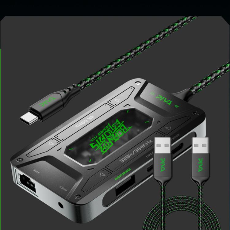 7-in-1 USB-C/Type-C Gaming Hub with 4K 60Hz Video Capture,100W PD, Gigabit Ethernet & DAC Audio Dock, PIVA DS7, PIVA DS7 Pro