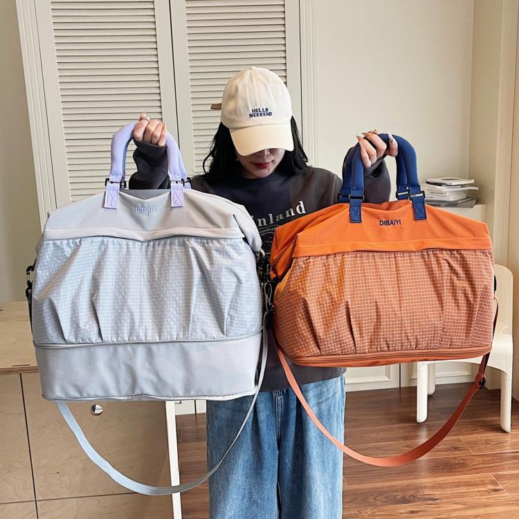 Expandable Travel Duffle Bag Lightweight Waterproof Oxford Weekender Bag with Dry Wet Separated Pocket