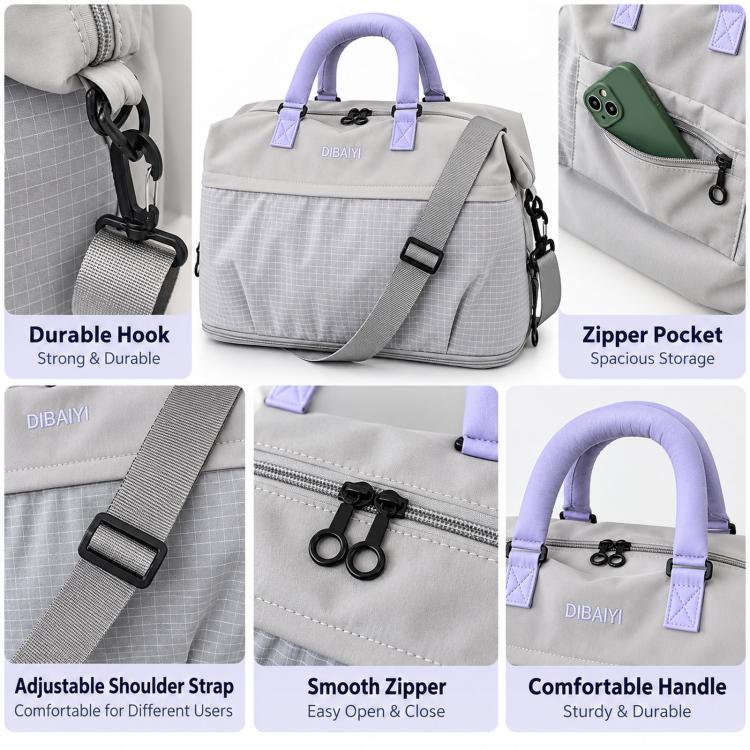 Expandable Travel Duffle Bag Lightweight Waterproof Oxford Weekender Bag with Dry Wet Separated Pocket