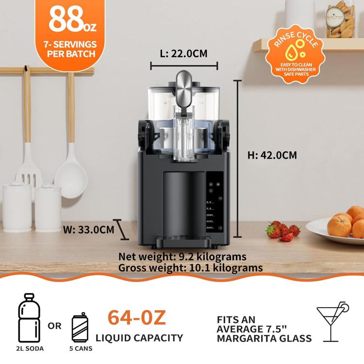 Slushy Machine for Home Electric Frozen Drink & Margarita Maker with Self-Cleaning, Vertical EU Plug, Horizontal EU Plug