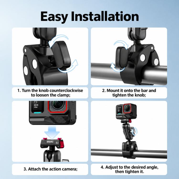 BRDRC For Quick-Release Cycling Mount For Insta360 Ace / Ace Pro 2 / X6 / X5 / X4 Air