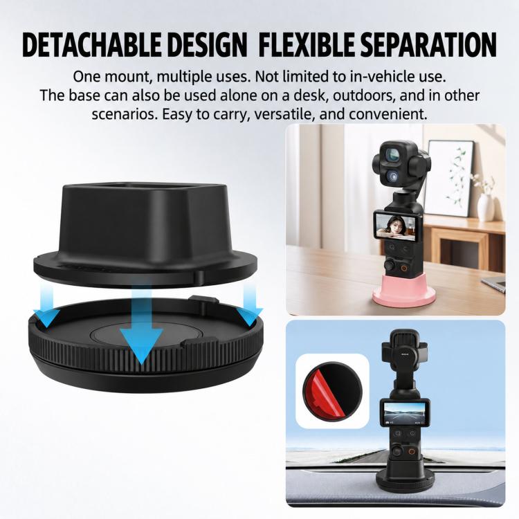 For DJI Osmo Pocket 3 / 4P BRDRC Rotatable Adhesive Car Mount