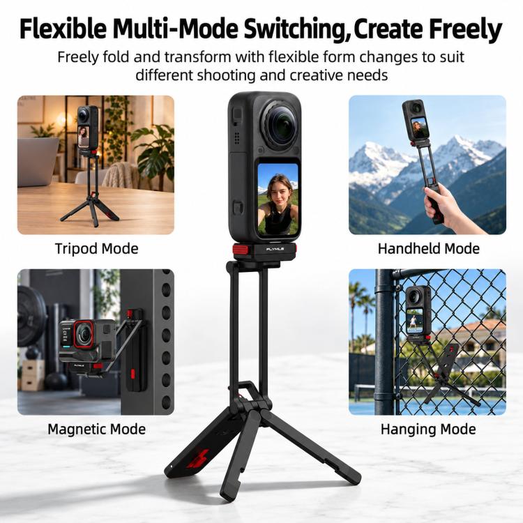Flymile Rotating Magnetic Quick-Release Carabiner Tripod, For Insta360 Ace / Ace Pro 2 / X6 / X5 / X4 Air