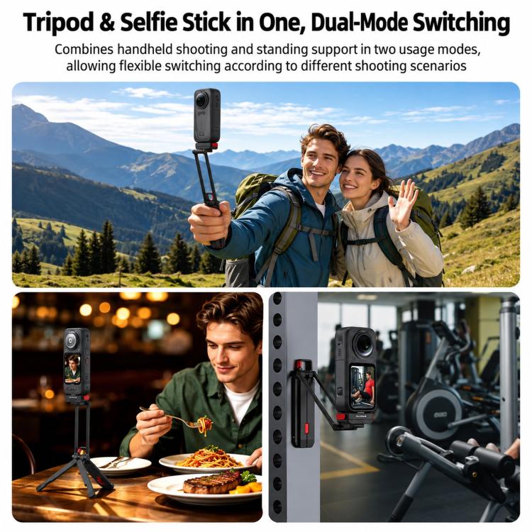 Flymile Rotating Magnetic Quick-Release Carabiner Tripod, For Insta360 Ace / Ace Pro 2 / X6 / X5 / X4 Air