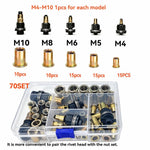 Metric Rivet Nut Mandrel Kit Threaded Insert Rivnut Assortment Set, 60 PCS/Box M3-M8, 70 PCS/Box  M4-M10, 53 PCS/Box M3-M8, 77 PCS/Box M3-M12