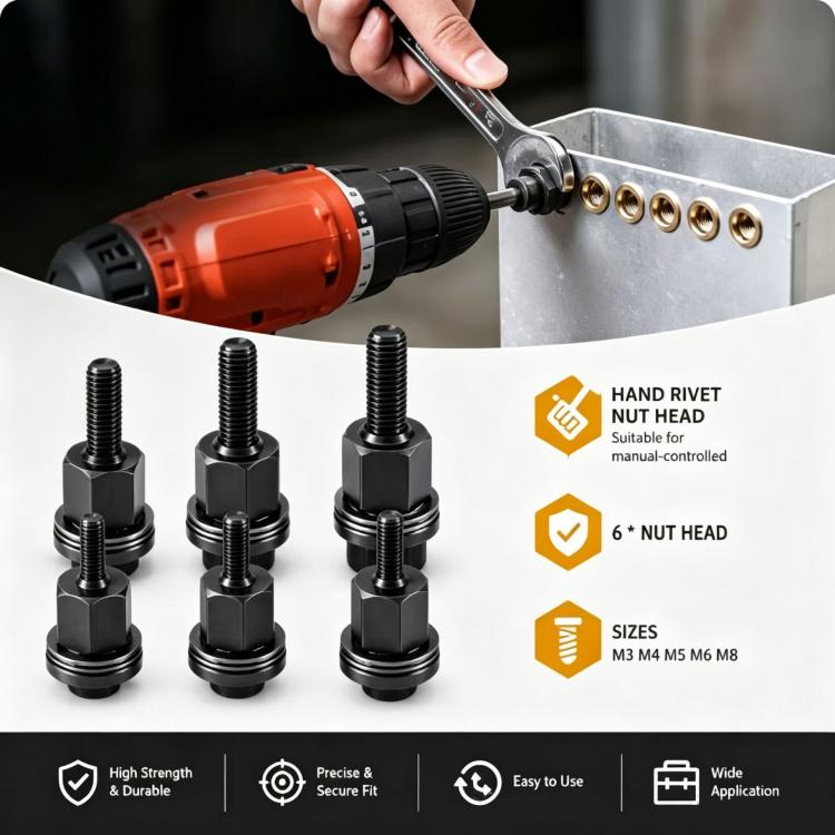 Metric Rivet Nut Mandrel Kit Threaded Insert Rivnut Assortment Set, 60 PCS/Box M3-M8, 70 PCS/Box  M4-M10, 53 PCS/Box M3-M8, 77 PCS/Box M3-M12