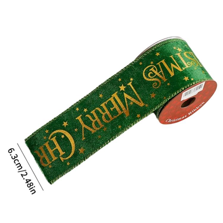 3 Yards Christmas Decorative Gold Foil Printed Ribbon For Gift Wrapping