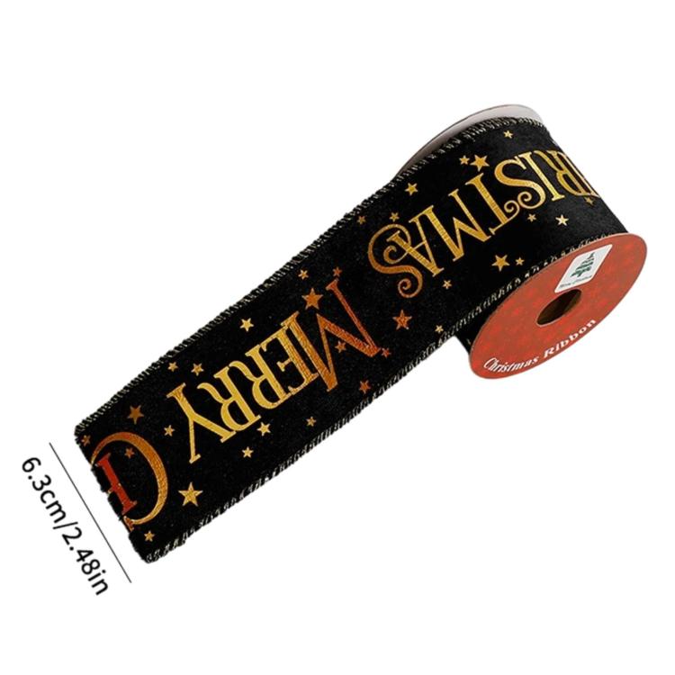 3 Yards Christmas Decorative Gold Foil Printed Ribbon For Gift Wrapping
