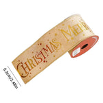 3 Yards Christmas Decorative Gold Foil Printed Ribbon For Gift Wrapping