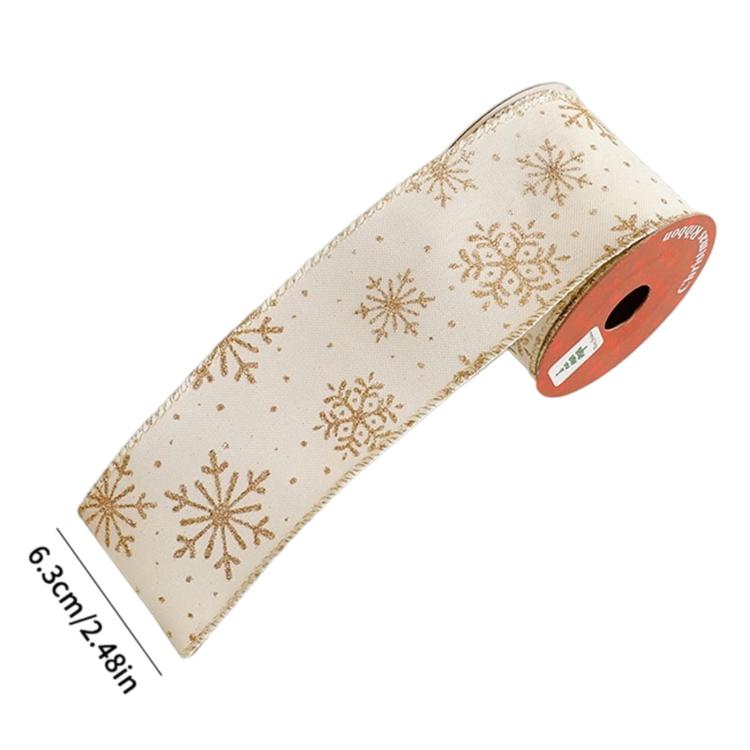 3 Yards Christmas Decorative Gold Foil Printed Ribbon For Gift Wrapping