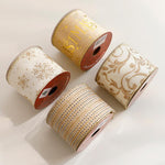 3 Yards Christmas Decorative Gold Foil Printed Ribbon For Gift Wrapping